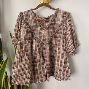 Gingham Puff Sleeve Top